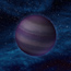 A striped sphere floating in a star field