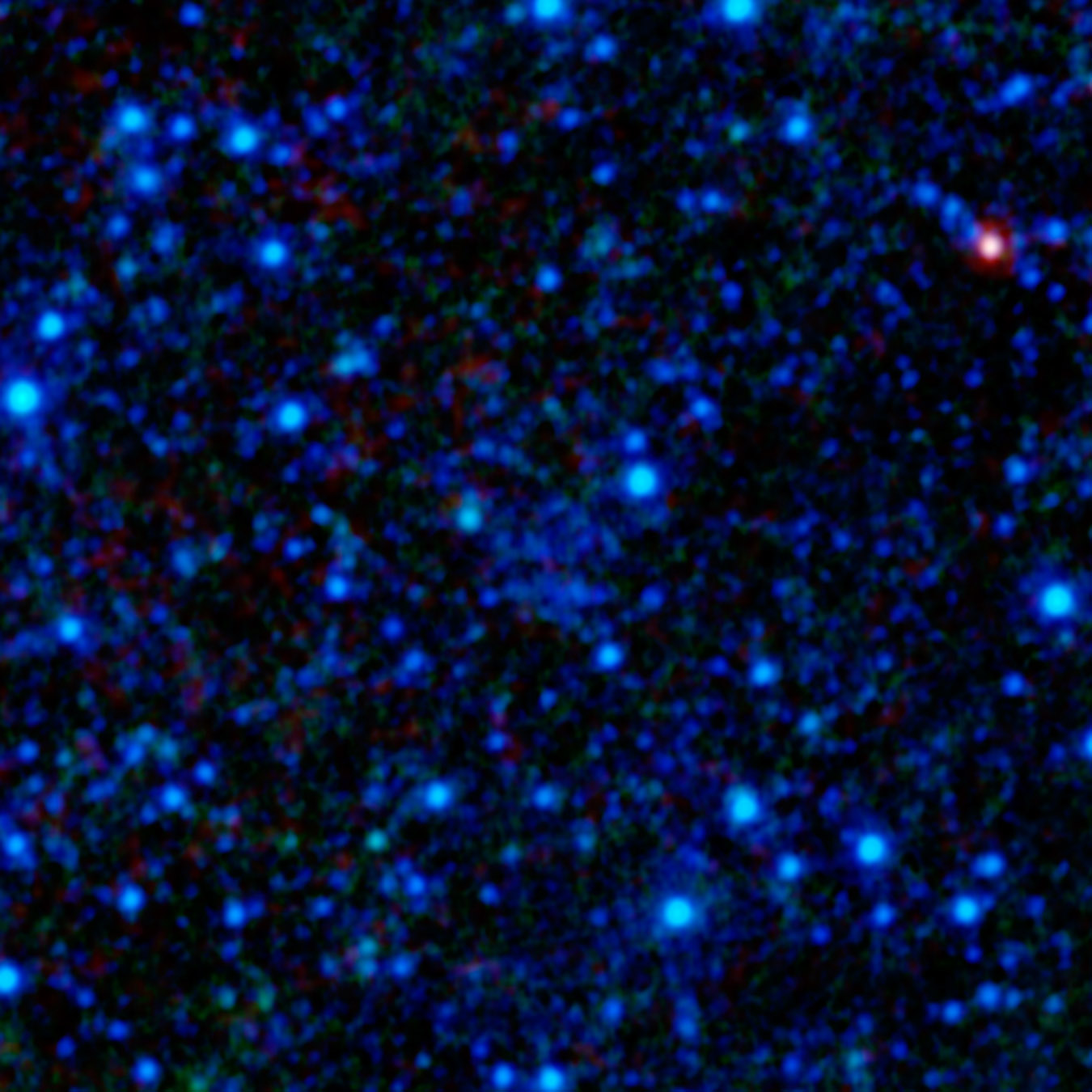 starfield with blue and some red stars