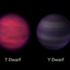 This artist's conception illustrates what brown dwarfs of different types might look like to a hypothetical interstellar traveler who has flown a spaceship to each one.