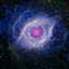 eye-shaped nebula with pink center in a star field