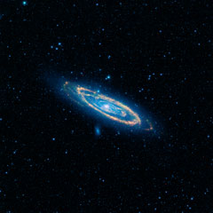 The blue spiral shown is the Andromeda galaxy.