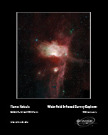 The glowing clouds makeup the Flame Nebula.  The nebula gets its glow from the blue star seen to the right of the central cloud.