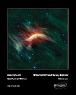 The blue star in the center of the image (within the large multicolored cloud) is Zeta Ophiuchi. 