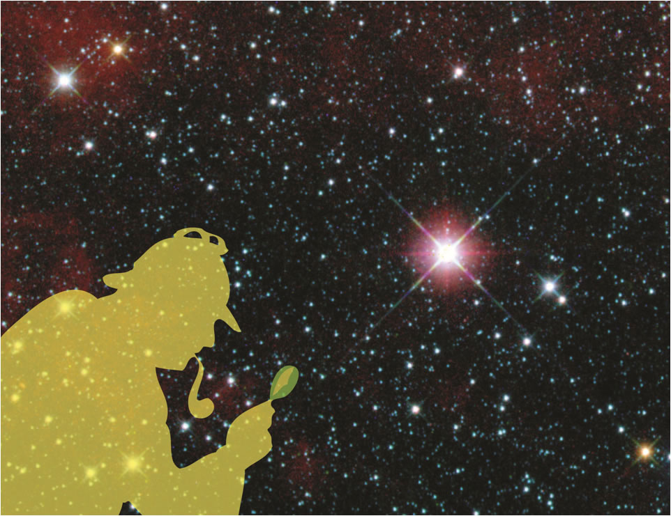 silhouette of detective examining stars