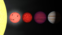 Pictorial of stars, dwarfs and planets.