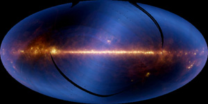 Nearly the entire sky, as seen in infrared wavelengths at one-half degree resolution.