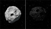 Image shows two asteroids in visable light.
