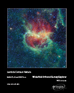 The multicolored clouds in the field of stars makeup the Lambda Centauri Nebula.