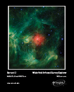 The multicolored clouds make up the nebula Barnard 3.  It’s easy to picture a wreath in these bright green and red dust clouds.