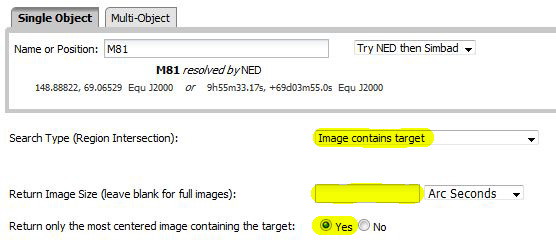 A screenshot of the WISE Image Service showing several text boxes filled in and bullet points checked. Areas highlighted in yellow show examples of the instructions in the text above the image.