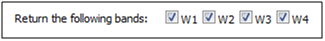 A screenshot showing the selection of checkboxes to select the wavelengths to search from.