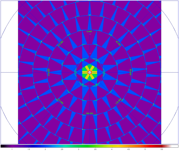 The image shows a radially spreadout star-like formation showing how the tiles are quilted together near the celestial poles. 